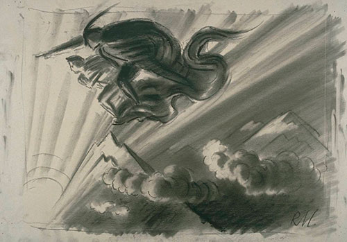 Splitscreen-review Dessin de Robert Herlth pour l'article sur Faust de FW Murnau 1926