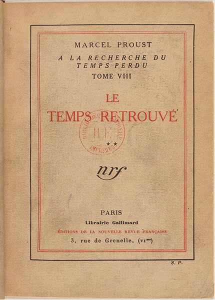 Splitscreen-review Couverture du dernier volume de La Recherche de Marcel Proust intitulé Le temps retrouvé